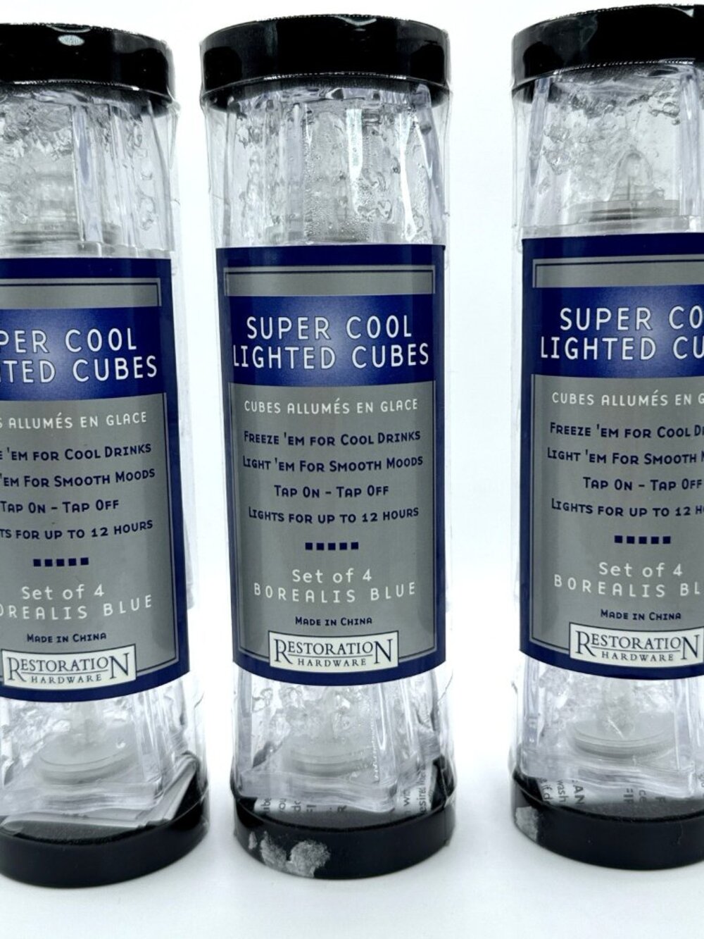 Restoration Hardware Super Cool Lighted Cubes Cocktails 3 Packs Each Set of 4
